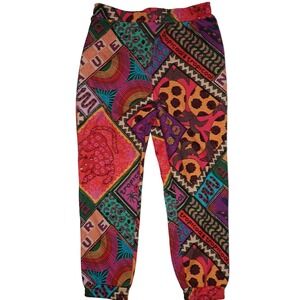 FARM Rio Dotted Scarf Patch Tropical Mix Sweatpants Women M Jogger Boho Hippie